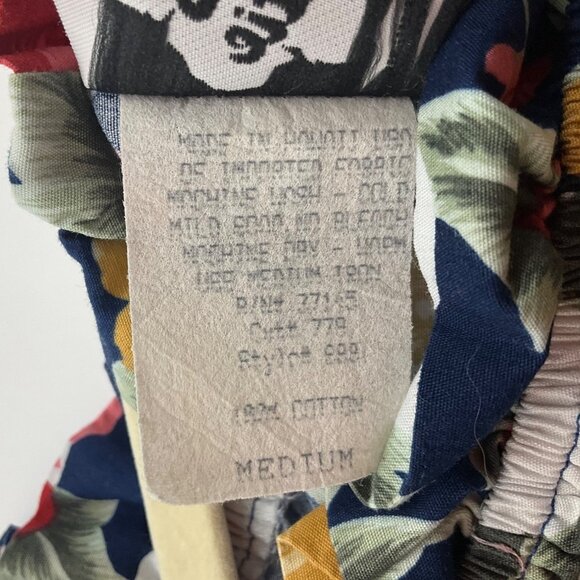 VTG Hilo Hattie Sz Medium Floral Maxi Tiered Dress Navy Hawaiian Tropical - Picture 5 of 10